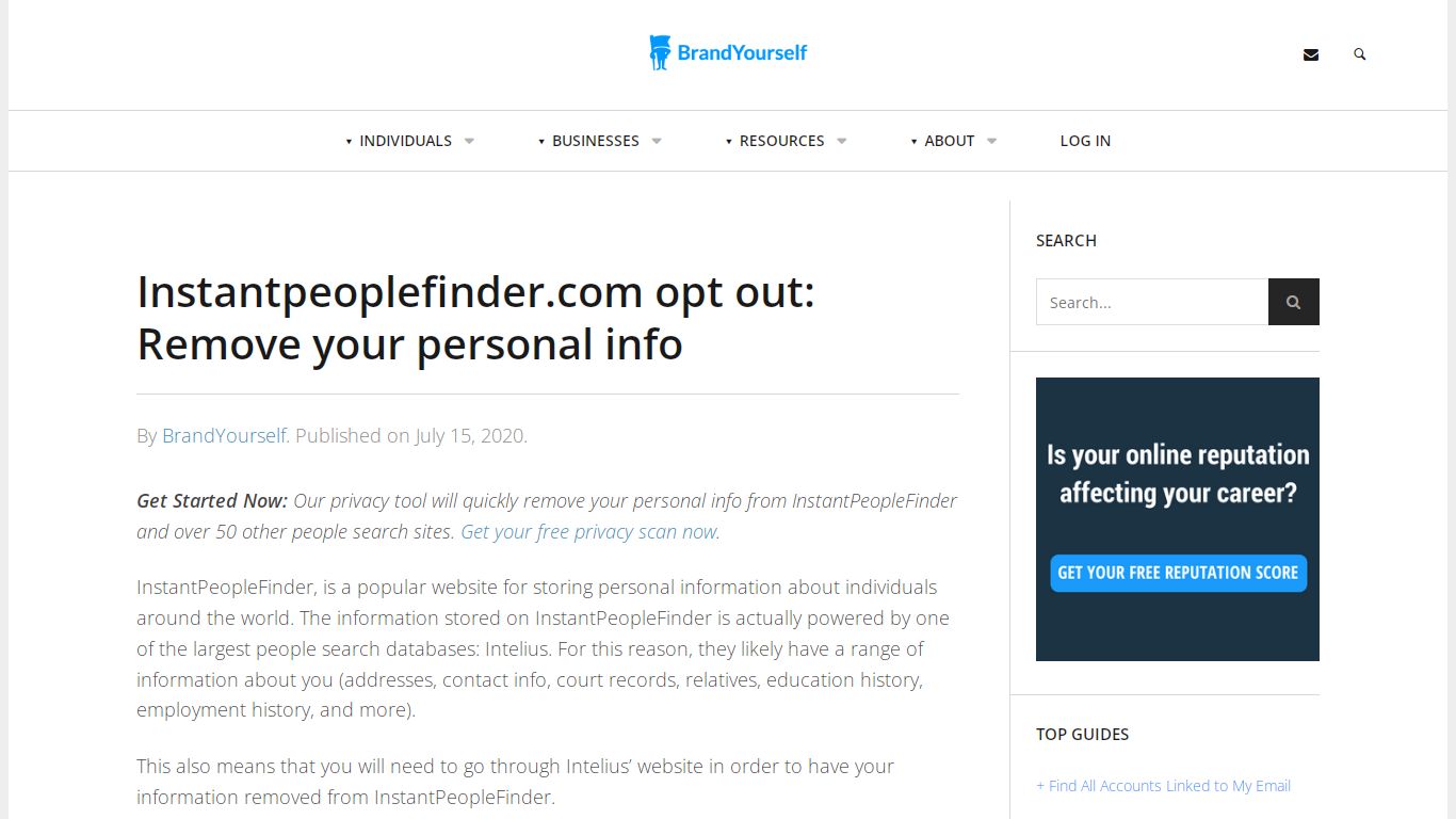 Instantpeoplefinder.com opt out: Remove your personal info - BrandYourself